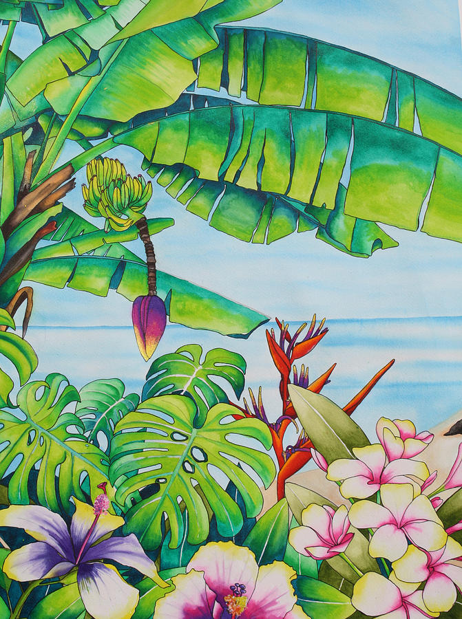 Going Bananas In Mauritius Painting by Helen Weston