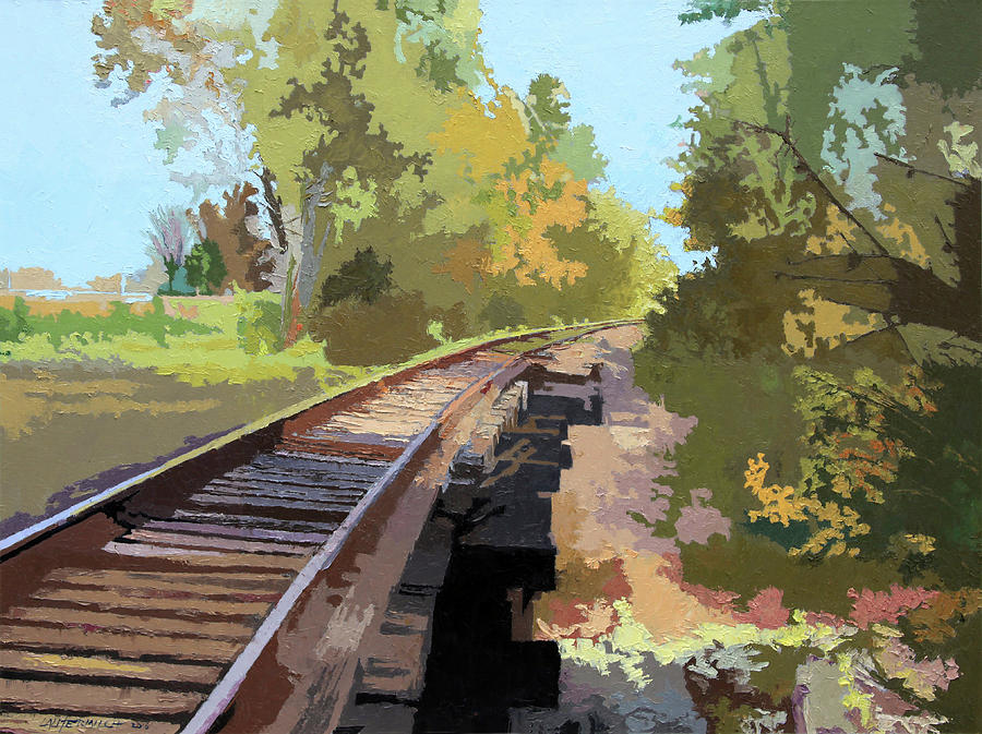 Going Down The Railroad Track Painting by John Lautermilch