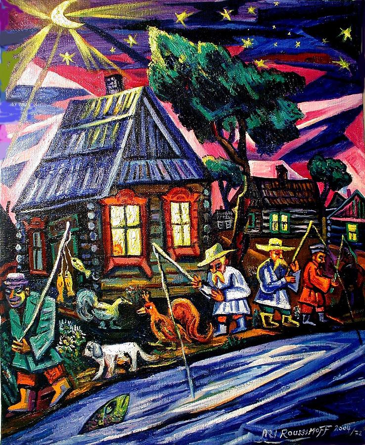 Going Fishing In A Ukrainian Village Painting by Ari Roussimoff