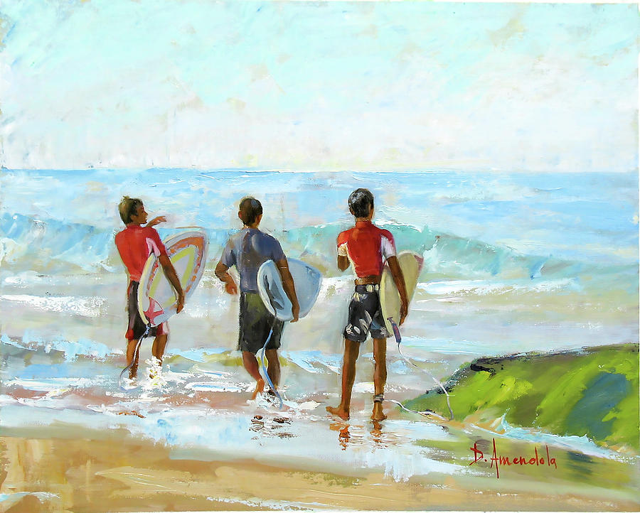 Going For The Surf Painting by Dominique Amendola