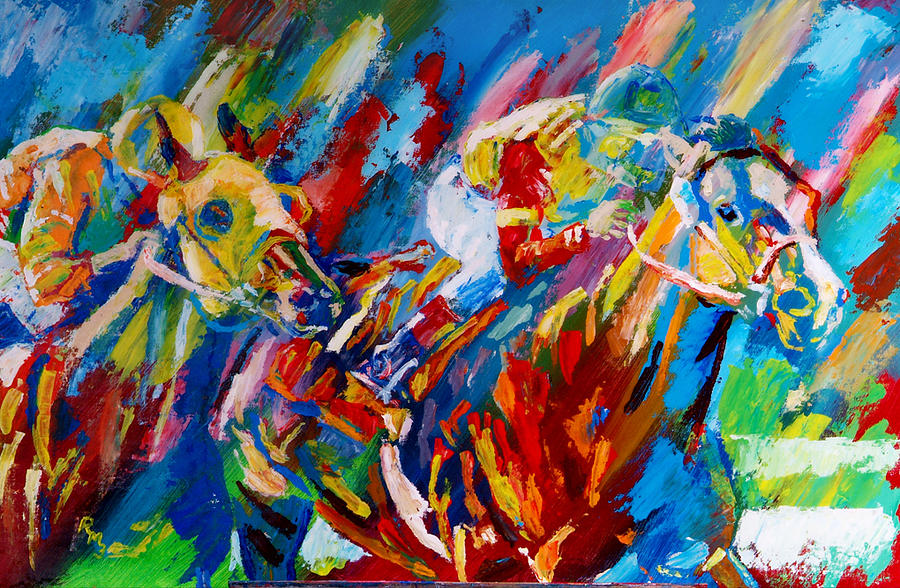 Going for the Wire Painting by Ralph Megginson III Going for the Wire Painting by Ralph Megginson III