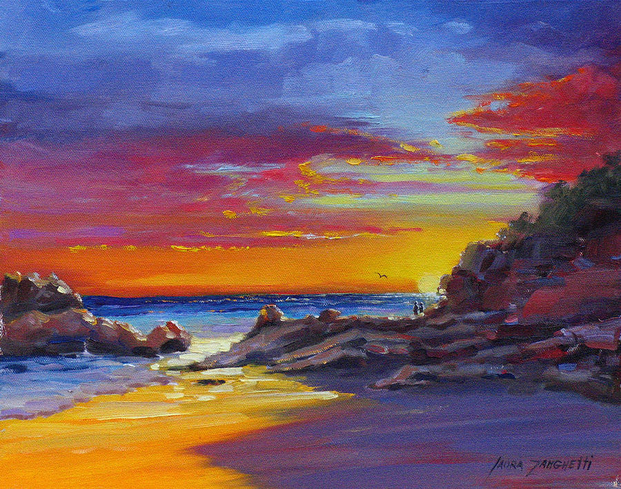 Sunset Painting - Going Going Gone by Laura Lee Zanghetti