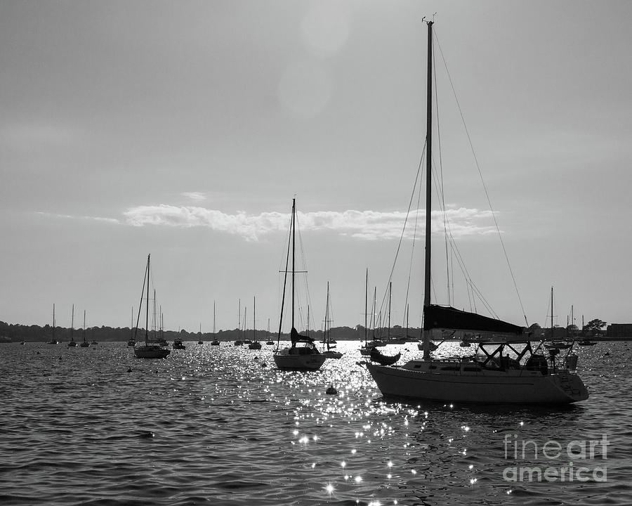 Sail Boat Photograph - Going Home in Black and White Tones by Cheryl Del Toro