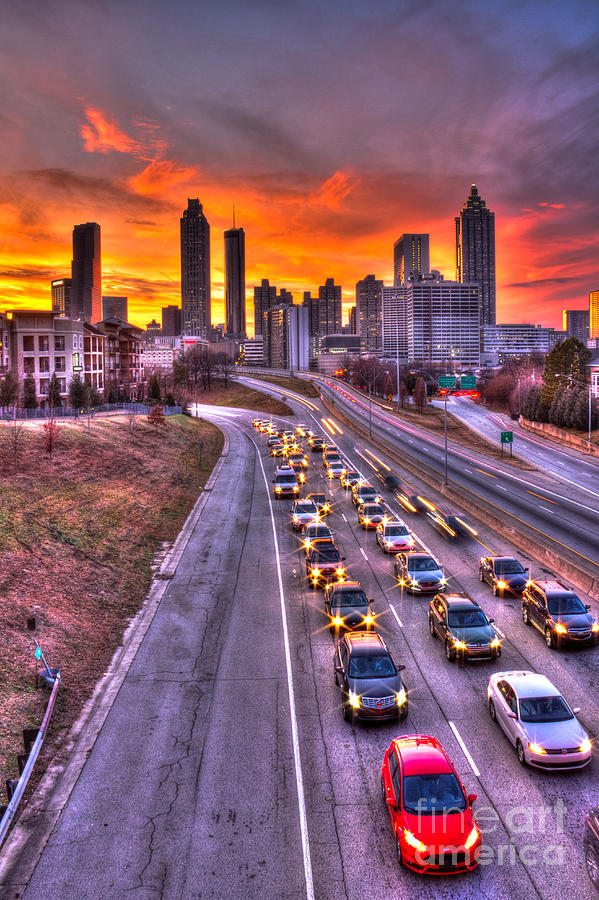 Going NoWhere Fast 2 Atlanta Sunset Traffic Photograph by Reid Callaway