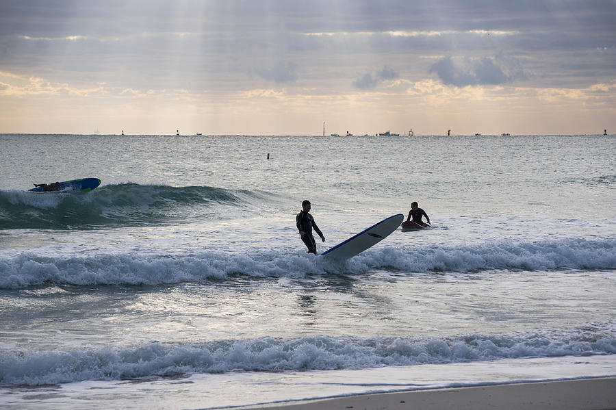 Going Surfing on Miami Beach Florida Sunrays Mid Fall Photograph by Toby McGuire