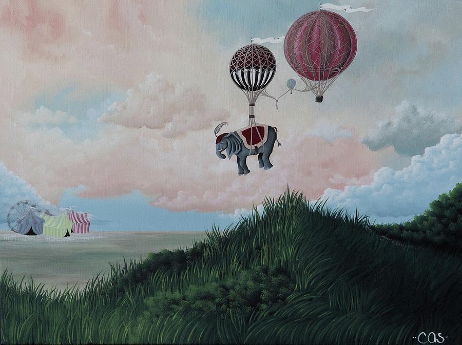 Elephant Painting - Going to the Circus by Camille Singer
