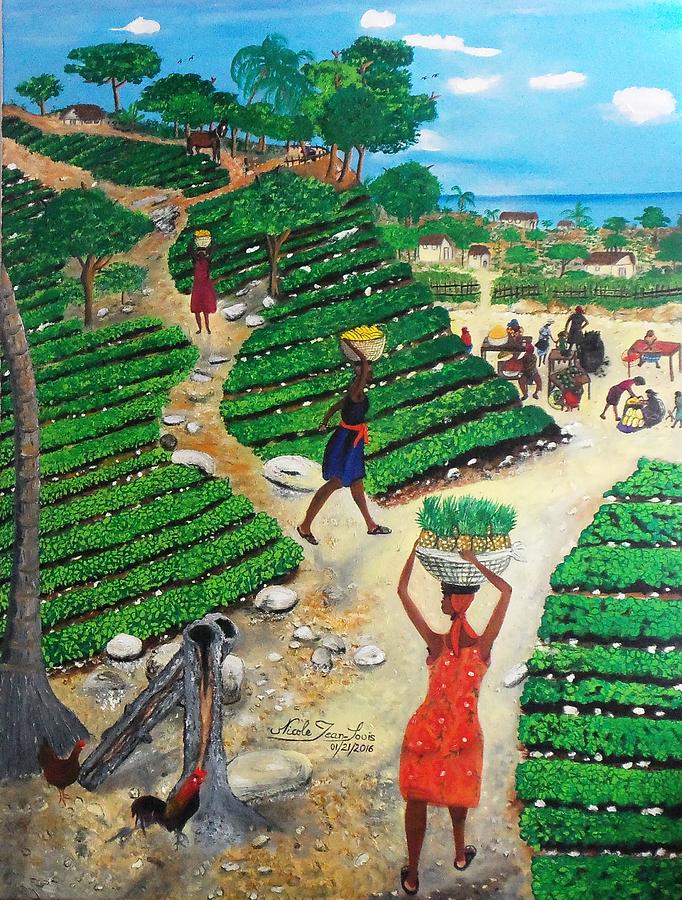 Tree Painting - Going To The Marketplace #4 -  Walking Through The Terraces by Nicole Jean-Louis