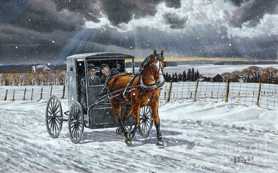 Winter Painting - Going Visiting by Roger Witmer