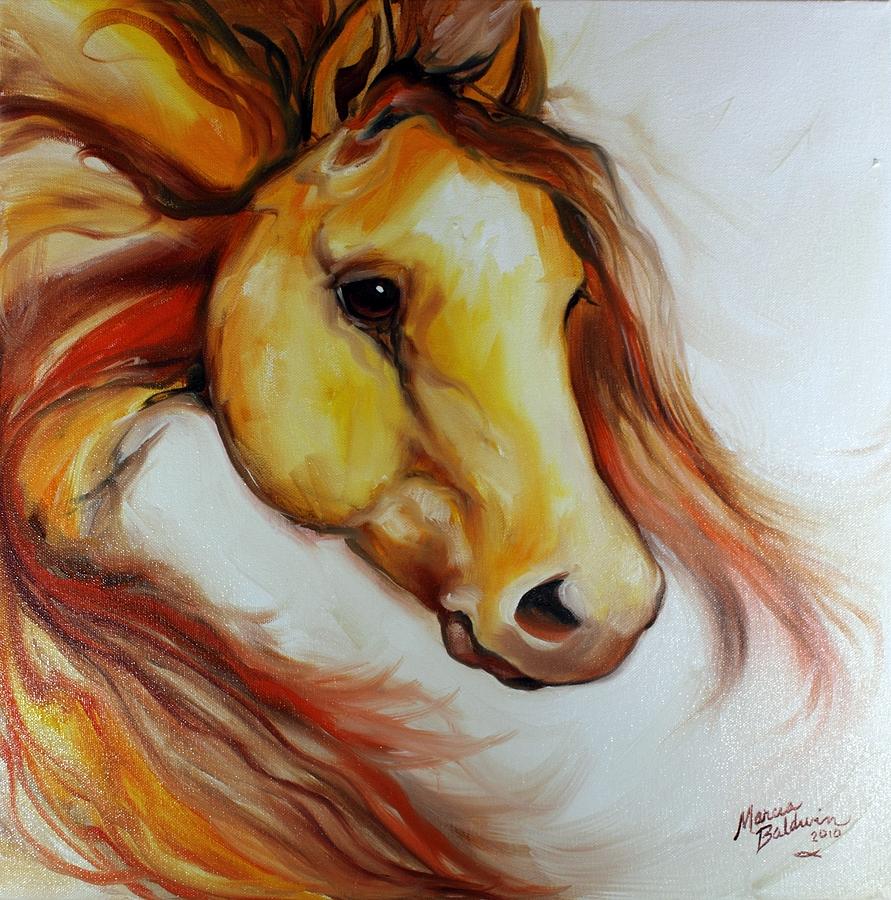 Gold Amber Equine Painting by Marcia Baldwin