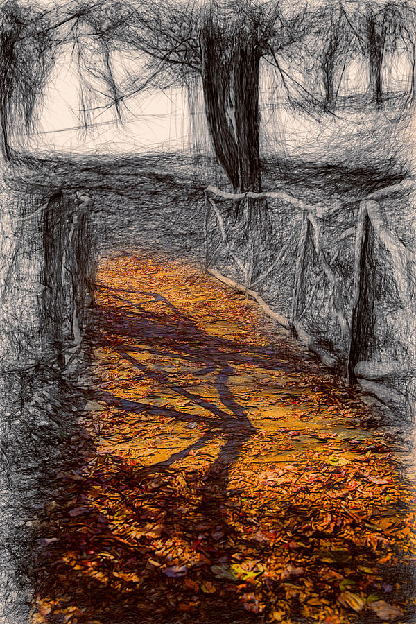Gold and Orange Path Digital Art by John Haldane