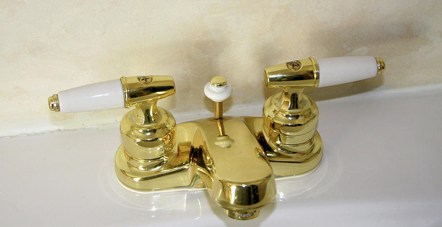 wall faucet white bathroom sink with gold