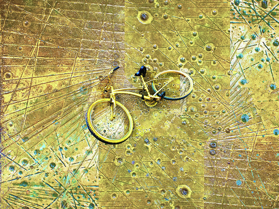 Gold Bike On Gold Alone Bicycle Painting by Tony Rubino