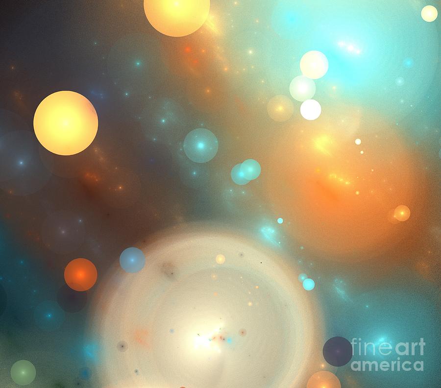 Abstract Digital Art - Gold Blue Galaxy by Kim Sy Ok