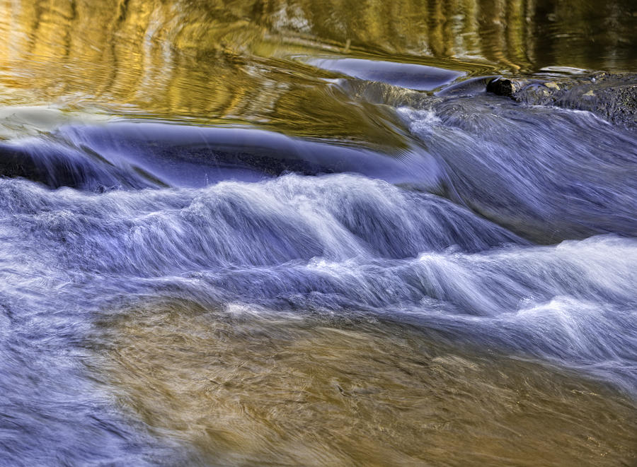 Gold-Blue Water Reflections Photograph by Ken Barrett