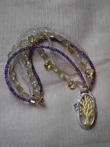 Gold Branches Bring Gems -Necklace Mixed Media by Kathy St Martin