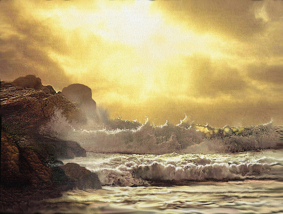Sunset Painting - Gold Breakers by Robert Foster