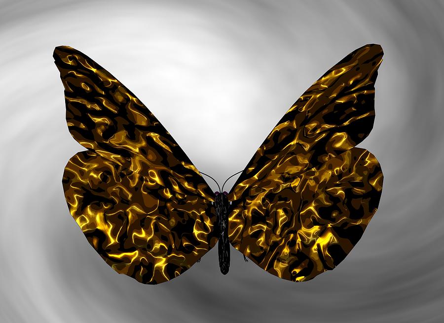 Gold Butterfly Digital Art by Louis Ferreira