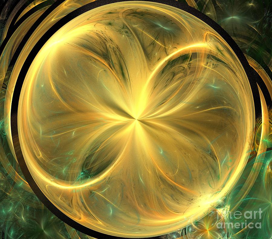 Abstract Digital Art - Gold Butterfly Sphere by Kim Sy Ok
