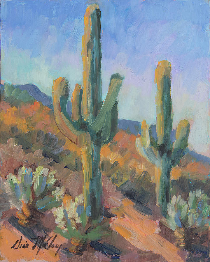 Desert Painting - Gold Canyon Saguaros by Diane McClary
