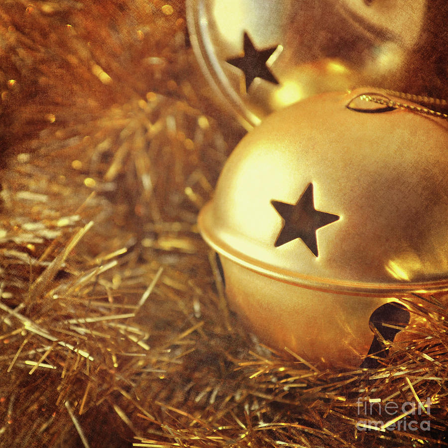 Gold Christmas baubles and tinsel Photograph by Lyn Randle