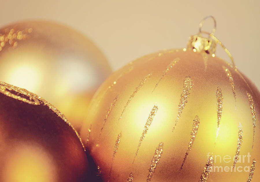 Gold Christmas baubles Photograph by Lyn Randle
