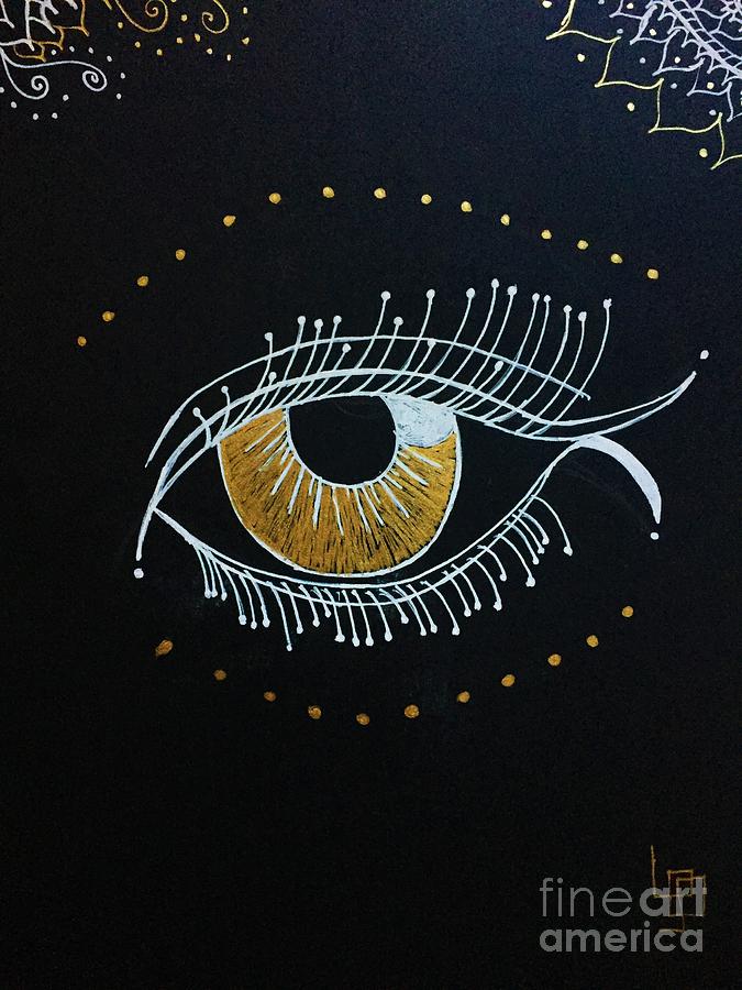 Gold Eye Drawing by Lorna Lowe