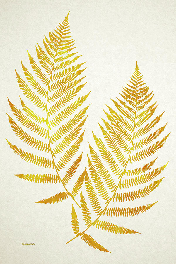 Gold Fern Leaf Art Mixed Media by Christina Rollo