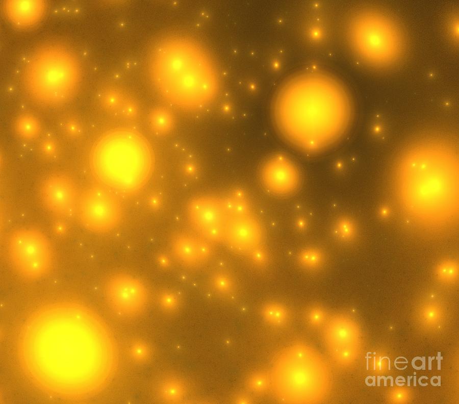 Abstract Digital Art - Gold Festive Spheres by Kim Sy Ok