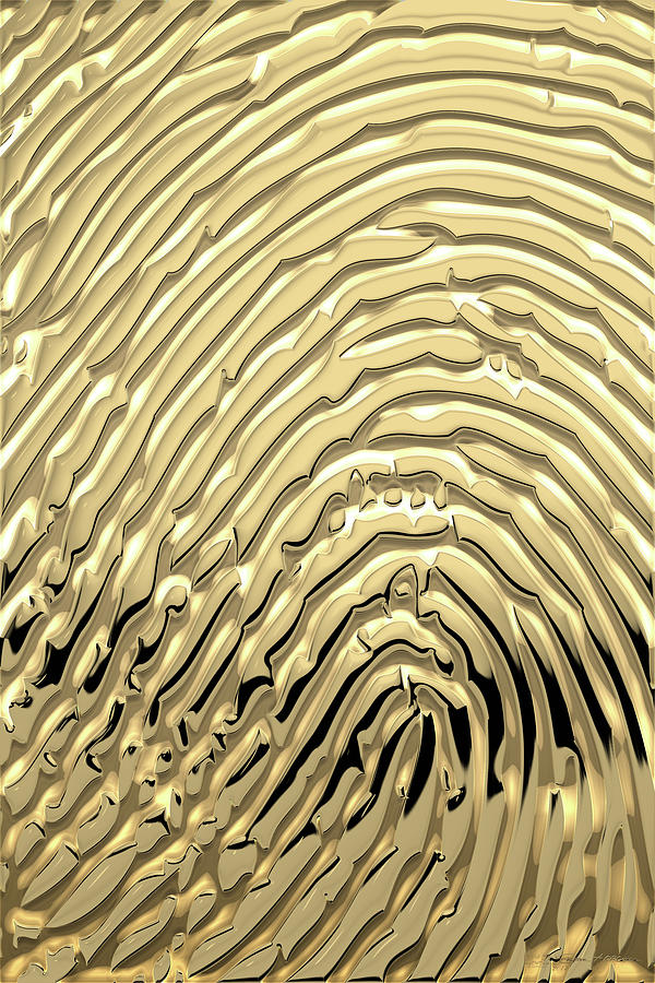 Gold Fingerprint Set of Four - 1 of 4 Digital Art by Serge Averbukh