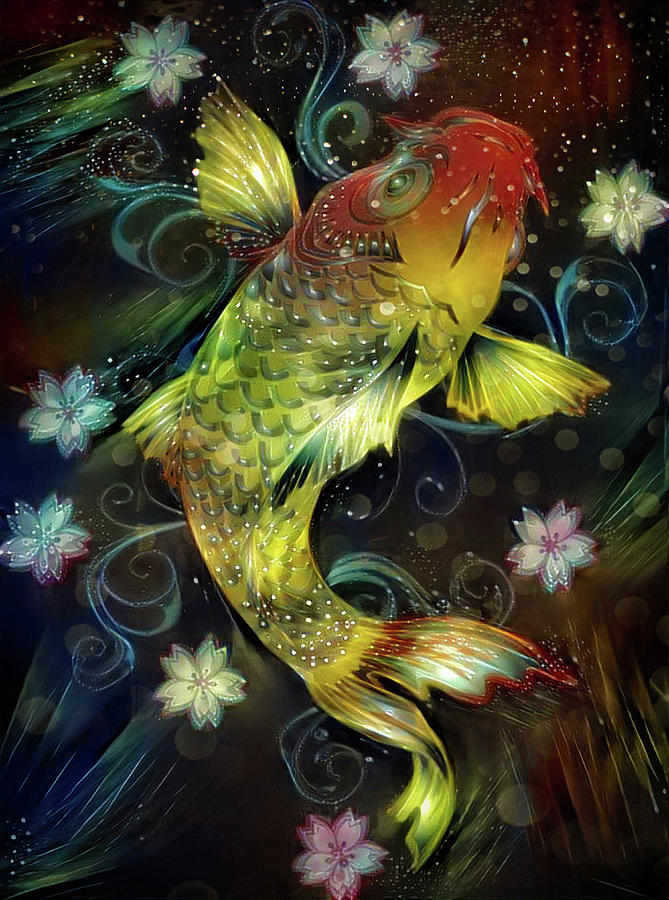 Gold fish Mixed Media by Lilia S