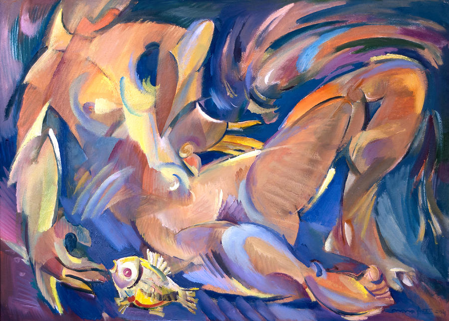 Female Painting - Gold Fish by Nikolay Malafeev Female Painting - Gold Fish by Nikolay Malafeev