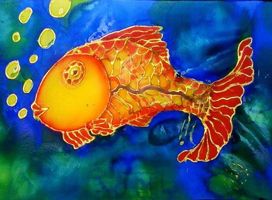 Gold Fish Painting by Rae Chichilnitsky