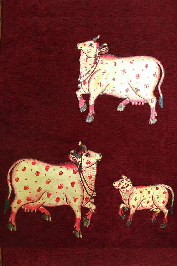 Cow Painting - Gold foil - cow painting by Indu Shrivastava
