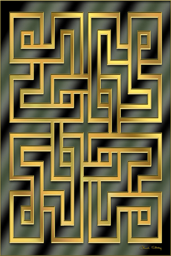 Gold Geo 7 - Vertical  Digital Art by Chuck Staley