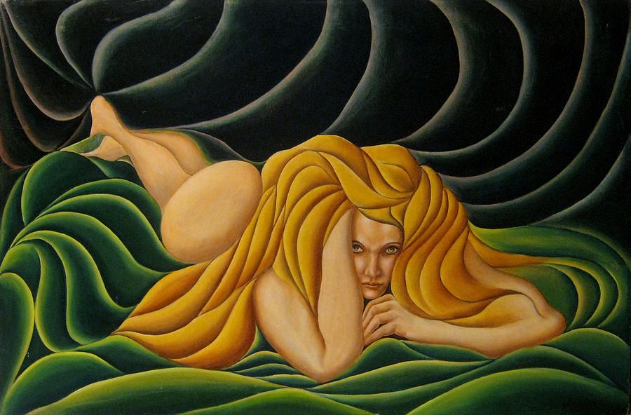 Nude Painting - Seduction in Swirls by John Entrekin Nude Painting - Seduction in Swirls by John Entrekin