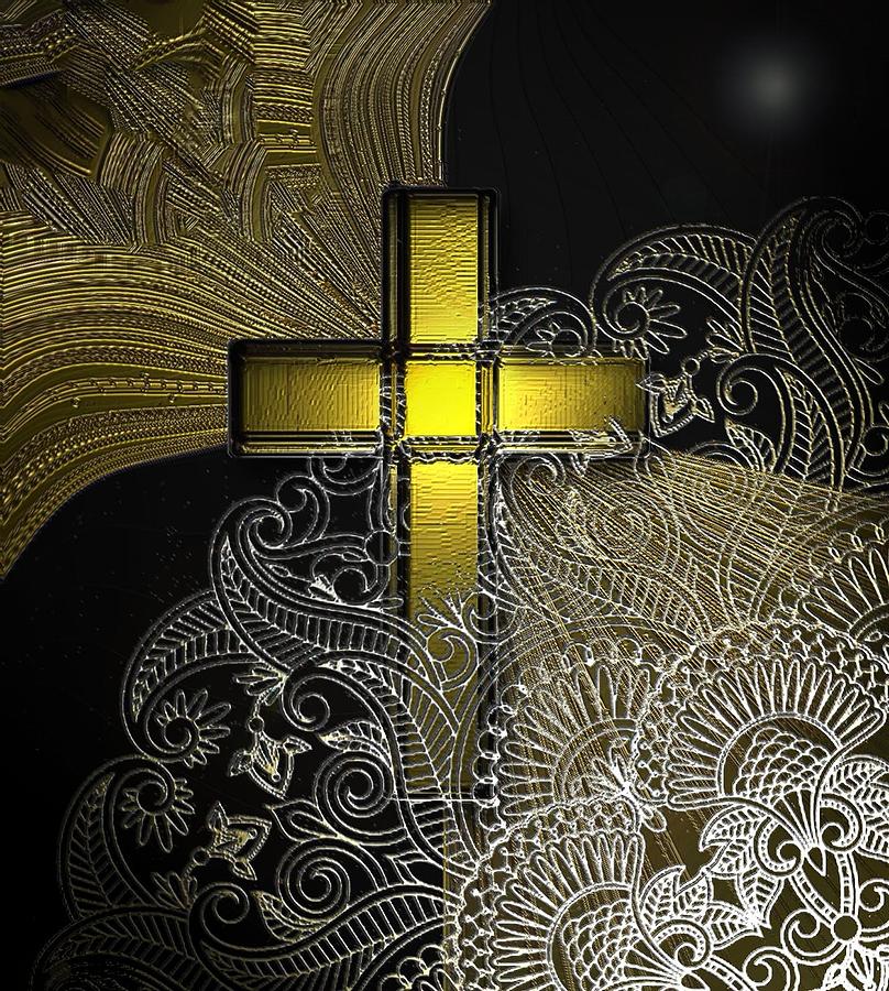 Gold lace cross Digital Art by Tatjana Drobni - Pixels