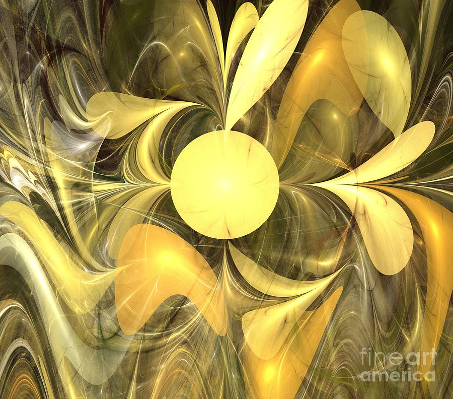 Abstract Digital Art - Gold Lava Flow by Kim Sy Ok