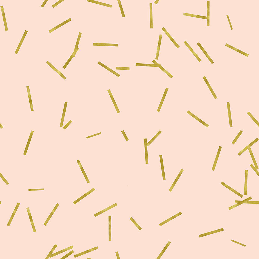 Gold matchstick confetti print on angel pink Digital Art by Tina Lavoie