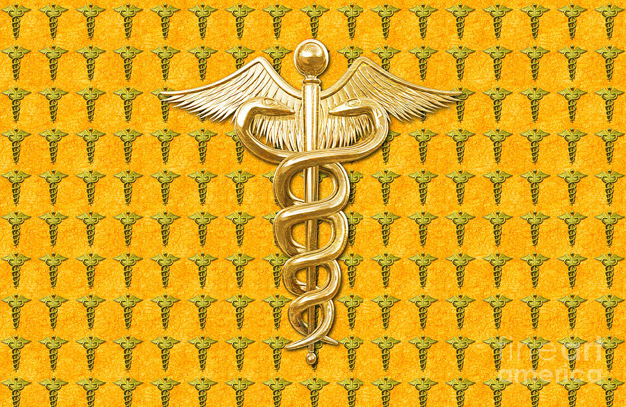 Gold Medical Caduceus Digital Art by Chris MacDonald - Fine Art America