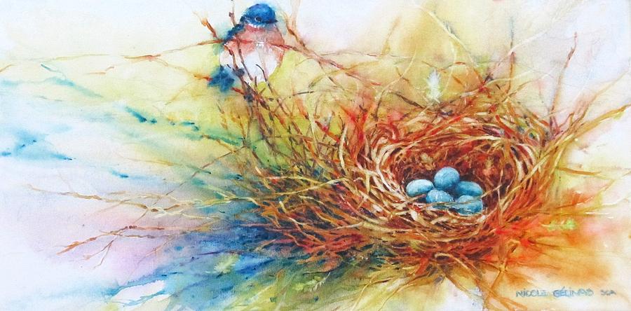 Gold Nest Painting by Nicole Gelinas