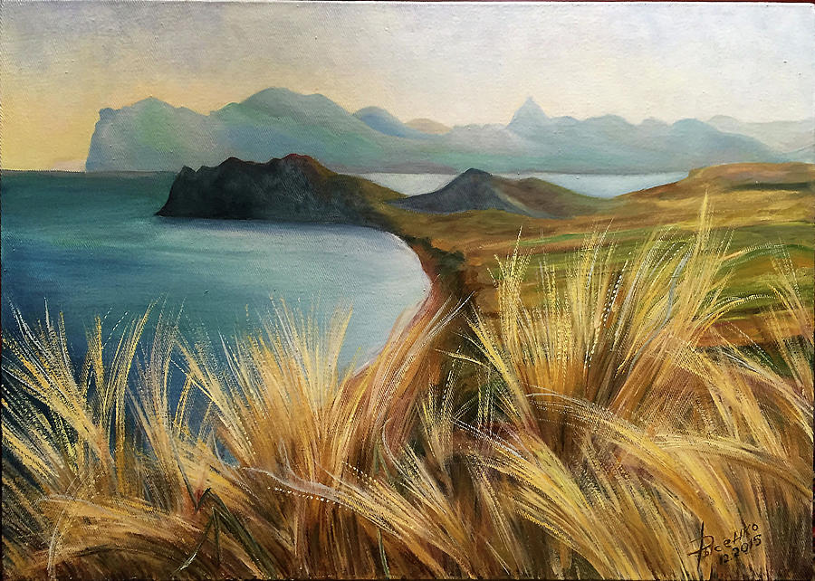 Gold of Feather grass Original Oil Painting on Stretched Canvas. by Svetoyara Rysenko