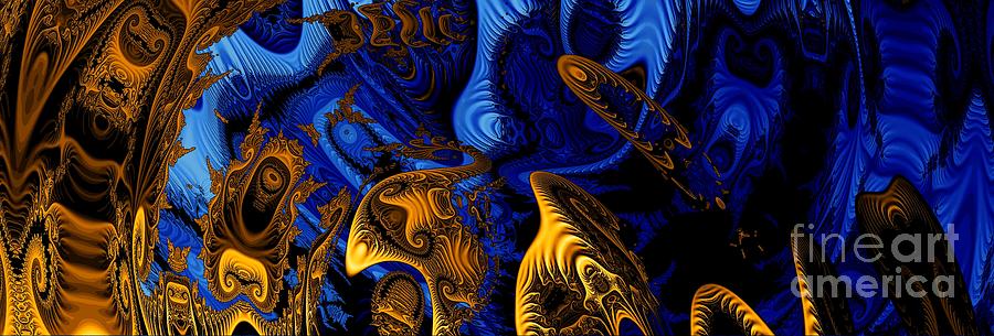 Gold On Blue Digital Art by Ronald Bissett