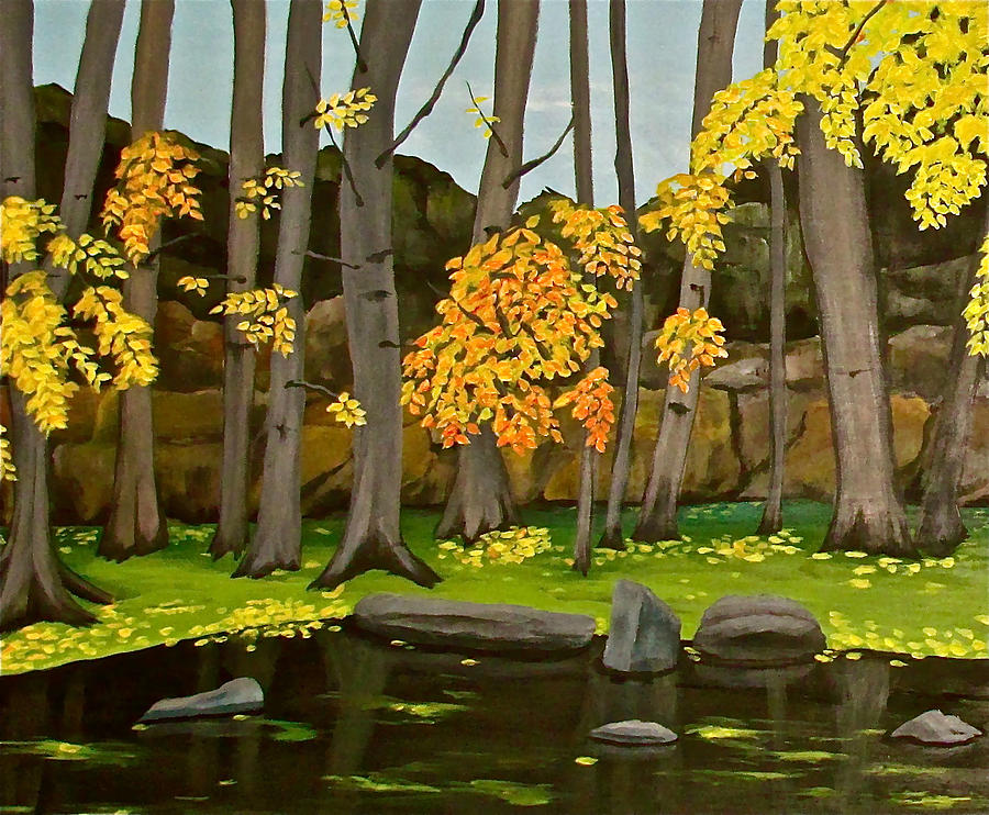 Gold on the River Meadow Park Lyons CO Painting by Renee Noel