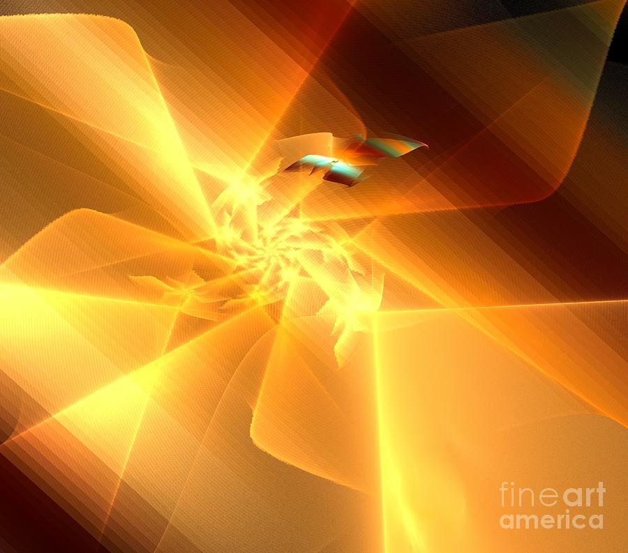 Abstract Digital Art - Gold Orange Windmill by Kim Sy Ok
