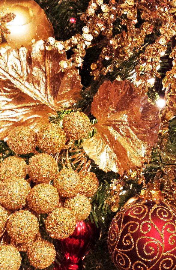Gold Ornaments Holiday Card Photograph by Sharon Williams Eng