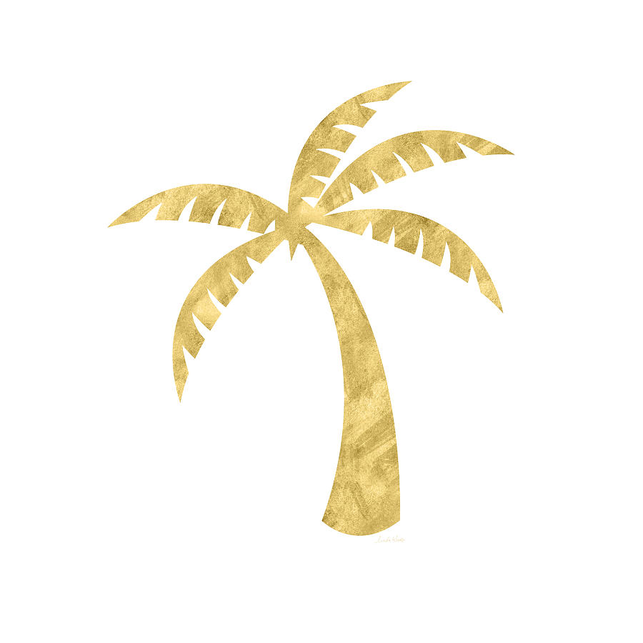 Gold Palm Tree- Art by Linda Woods Mixed Media by Linda Woods