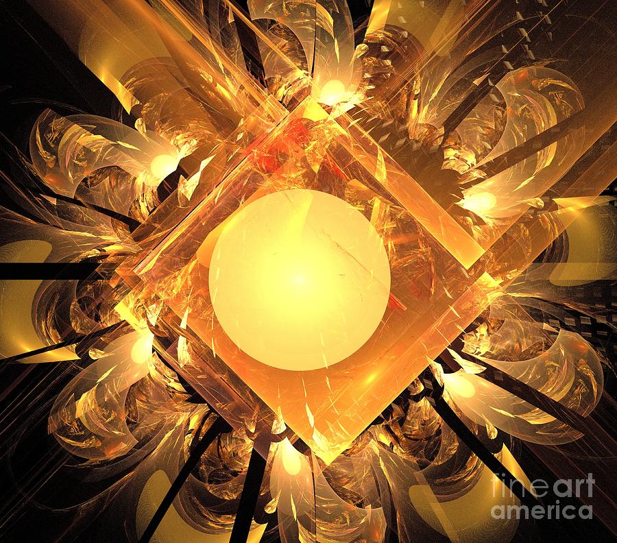 Abstract Digital Art - Gold Pearl Petals by Kim Sy Ok