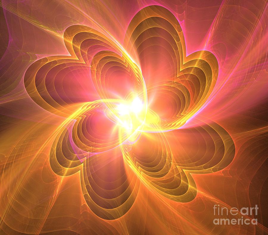 Abstract Digital Art - Gold Pink Sunflfower by Kim Sy Ok