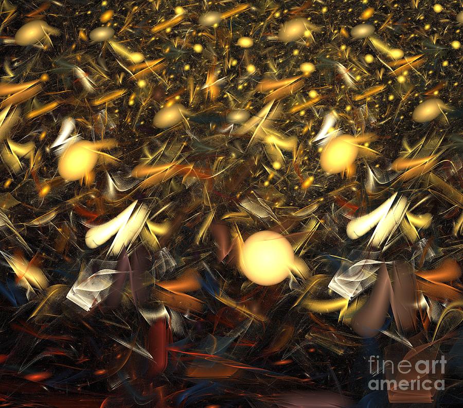 Abstract Digital Art - Gold Pods by Kim Sy Ok