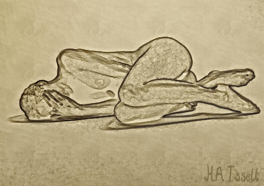Gold pose female laying Digital Art by Humphrey Isselt